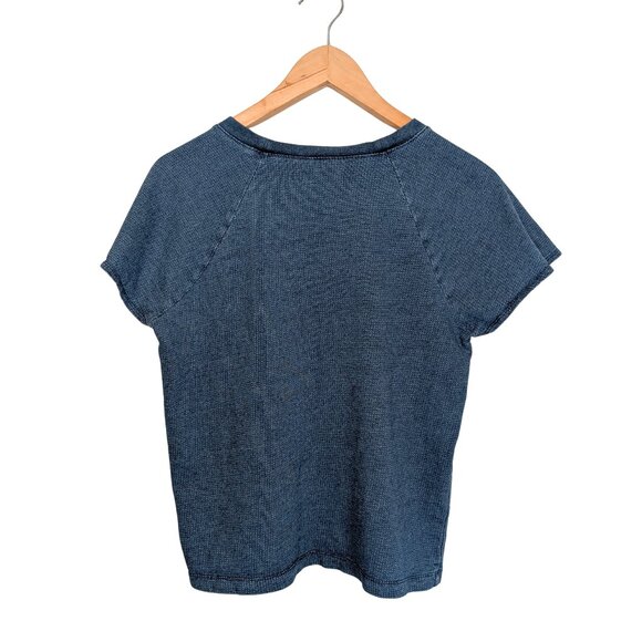 Madewell Women's Top Medium Cropped Tee Shirt Indigo Raglan Flare Sleeve - Picture 5 of 7